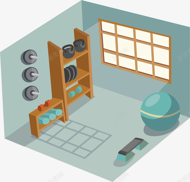 立体健身房室内模型矢量图ai免抠素材_新图网 https://ixintu.com 健身 健身房 健身房模型 房间模型 模型 矢量png 矢量图