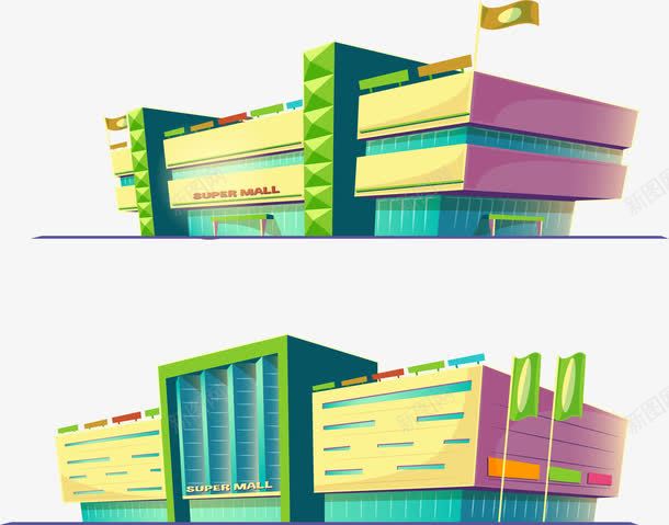 手绘楼房建筑png免抠素材_新图网 https://ixintu.com 商场 大厦 建筑 建筑物 手绘 楼房 立体 购物中心