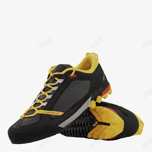 黑黄花色拉思珀蒂瓦户外男鞋png免抠素材_新图网 https://ixintu.com lasportiva 产品实物 多功能越野鞋 户外男鞋 拉思珀蒂瓦 登山鞋 轻装徙步鞋
