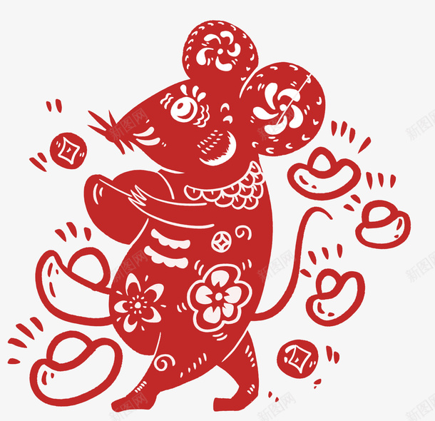 新年老鼠窗花15png免抠素材_新图网 https://ixintu.com 剪纸 新年 新年团 窗花 素材 老鼠剪纸