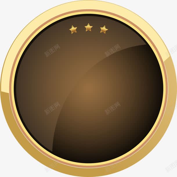 大气棕色圆形徽章png免抠素材_新图网 https://ixintu.com 五角星 圆形徽章 大气徽章 棕色徽章 黄色星星 黄色边框
