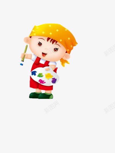 开心的小画家png免抠素材_新图网 https://ixintu.com 小孩 画家 画画 素材