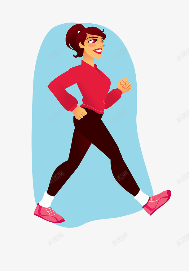 走路健身的女人png免抠素材_新图网 https://ixintu.com 人物走路分解动作 健身 卡通人物走路 女人 矢量人物 走路 马尾辫女孩