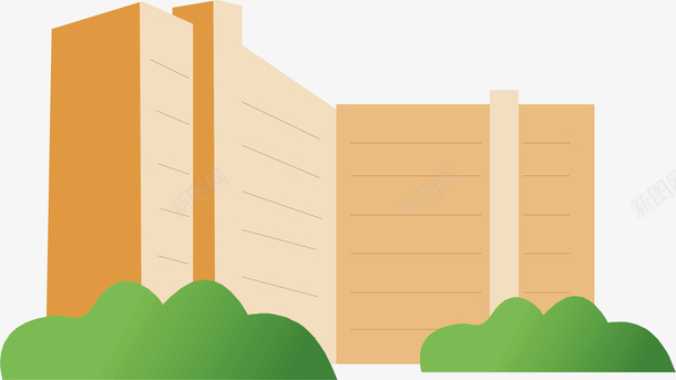 黄色高楼矢量图ai免抠素材_新图网 https://ixintu.com 中国银行 大楼 理财中心 草丛 银行 银行中心 银行扁平 矢量图