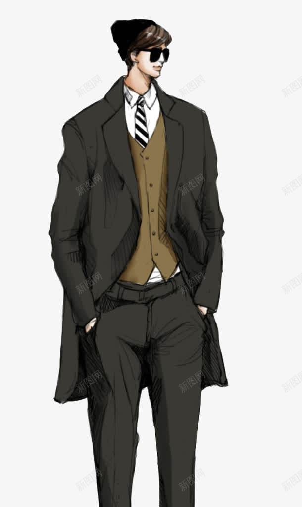 帅气男生手绘时装插画png免抠素材_新图网 https://ixintu.com 帅气手绘男孩 手绘男孩插画 服装设计插画
