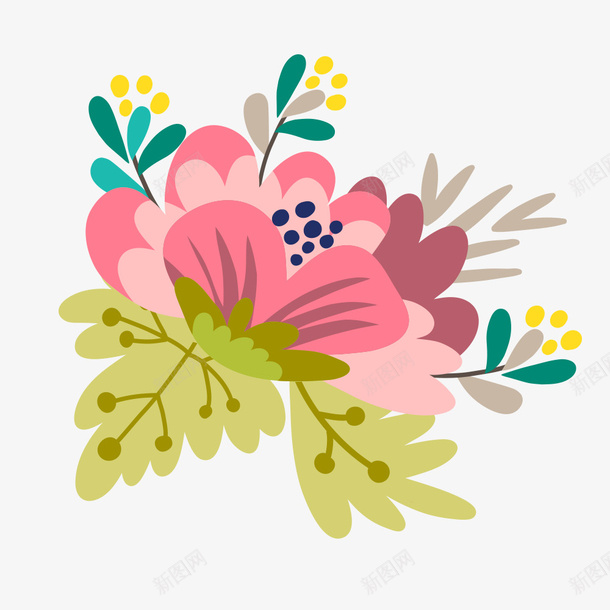 手绘清新唯美花卉png免抠素材_新图网 https://ixintu.com 植物花环 清新唯美花卉 粉色小花 粉色玫瑰 花卉 花圈 花纹 花草 花边 设计
