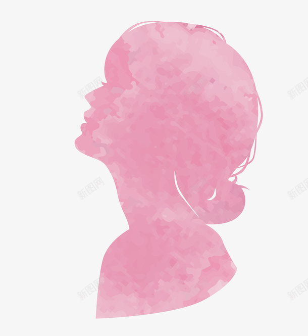 水彩粉色女士头像png免抠素材_新图网 https://ixintu.com 头像 女士 微笑 抬头 水彩 粉色 美女