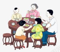 一家人吃团圆饭png免抠素材_新图网 https://ixintu.com 一家人 中国风 中秋节 团圆饭