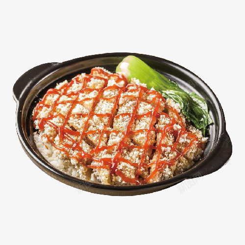 实物番茄味鸡排饭png免抠素材_新图网 https://ixintu.com 产品实物 番茄味鸡排饭 美味 美食 鸡排饭 黑色沙锅