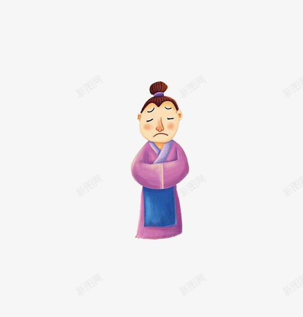 手绘忧郁的古代人png免抠素材_新图网 https://ixintu.com 不高兴 古代 头发 忧伤