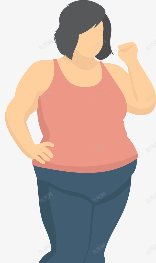 粉衣卡通运动胖女孩png免抠素材_新图网 https://ixintu.com 世界肥胖日 体重 健康 女胖子 肥胖的危害 胖女孩 胖子 运动女孩