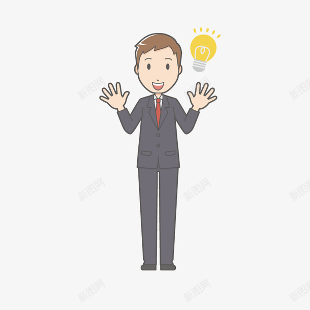 卡通人物男人金点子png免抠素材_新图网 https://ixintu.com ppt人物插画 卡通人物 卡通灯炮 卡通男人 好点子 灵光一现 灵光乍现 灵机一动 金点子