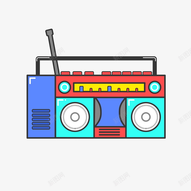 彩色手绘录音机元素矢量图图标eps_新图网 https://ixintu.com 信号 卡通图标 发射 商务 录音机 彩色 手绘 按钮 演奏 点击 矢量图