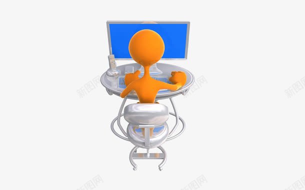 上网png免抠素材_新图网 https://ixintu.com 3D商业人物素材 互联网 商务主题 商务合作 商务探讨 商务科技 网民 金色3D小人