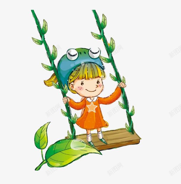 荡秋千的小朋友png免抠素材_新图网 https://ixintu.com 卡通 小朋友 秋千