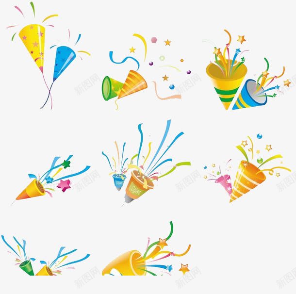彩炮礼花烟花png免抠素材_新图网 https://ixintu.com 彩炮 彩纸 烟花素材 生日礼花 礼花 黄色