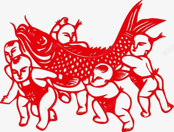 福娃抱鲤鱼png免抠素材_新图网 https://ixintu.com 免费png素材 剪纸 年年有余 新年 祝福 福娃 装饰 鲤鱼