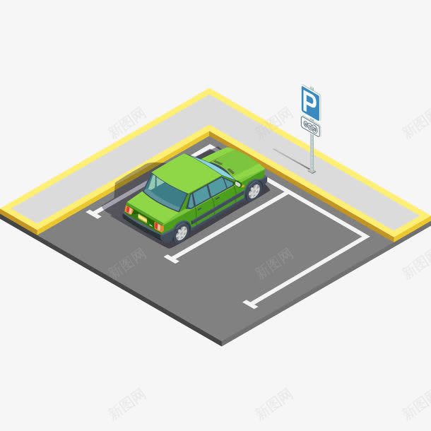 卡通停车场png免抠素材_新图网 https://ixintu.com PNG图形 PNG装饰 停车场 卡通 汽车 装饰