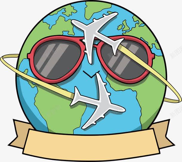绕地球飞行海报png免抠素材_新图网 https://ixintu.com 卡通地球 地球 旅游季 环球旅行 矢量png