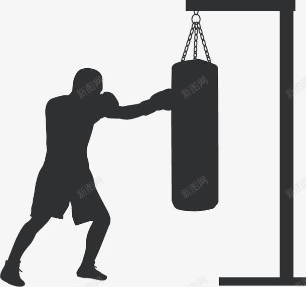 拳击训练png免抠素材_新图网 https://ixintu.com 人物剪影 拳击 拳击剪影 搏击 沙袋 训练 运动