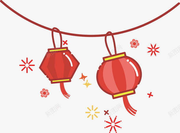 新年灯笼喜庆装饰cdr免抠素材_新图网 https://ixintu.com 喜庆 新图网 新年 春节 灯笼 红色元旦 装饰 过年
