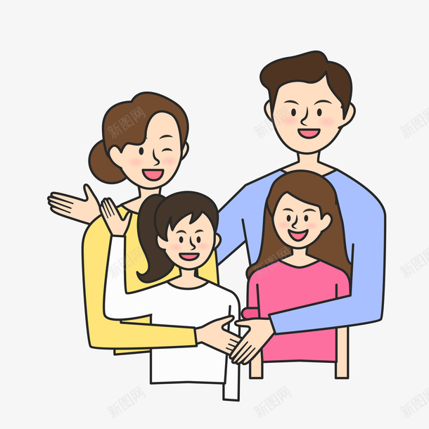 一家四口装饰案矢量图ai免抠素材_新图网 https://ixintu.com 一家人 人物 全家 卡通 四口 团员 团聚 图案 幸福 手绘 美满 矢量图