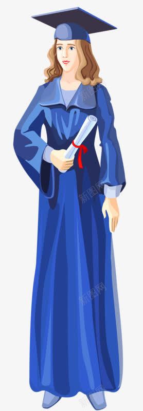 女毕业生png免抠素材_新图网 https://ixintu.com 卡通毕业生 帽子 毕业 硕士 蓝色