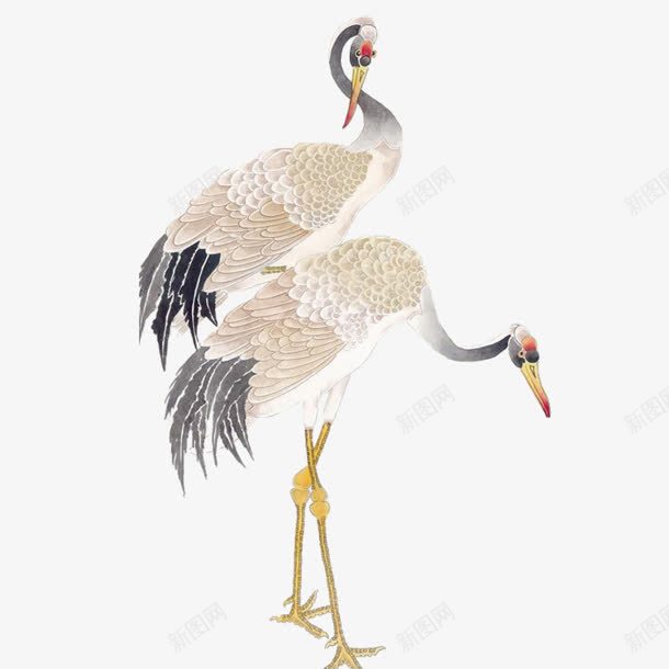 水墨画丹顶鹤浅红色png免抠素材_新图网 https://ixintu.com 丹顶鹤 国画 水墨画 浅红