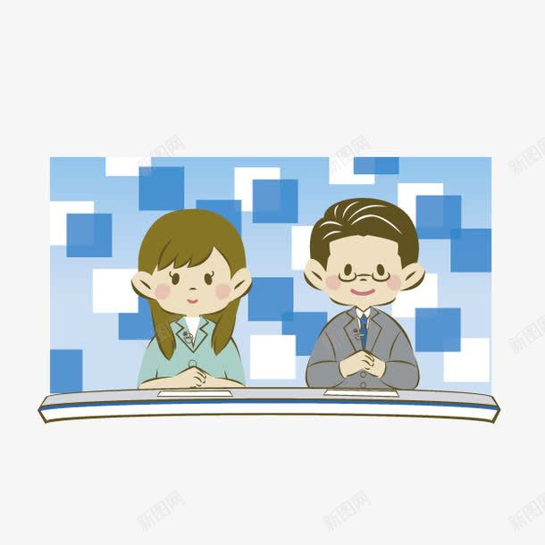 卡通新闻联播png免抠素材_新图网 https://ixintu.com 卡通新闻播报 新闻联播 电视台 节目录制