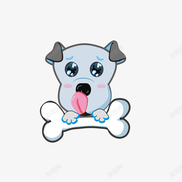 卡通舔骨头的可怜汪汪的小狗png免抠素材_新图网 https://ixintu.com 卡通手绘 可怜汪汪的小狗 狗吃东西 舔骨头