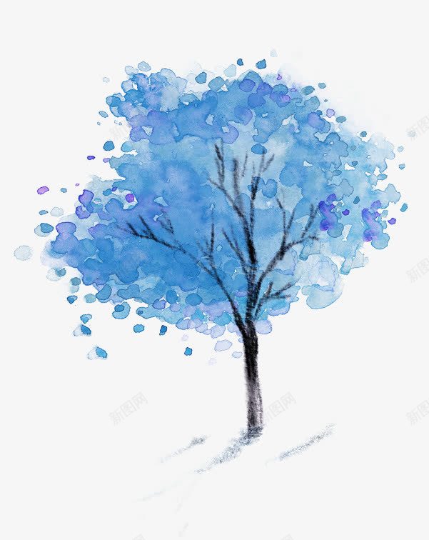 蓝色水印冬日雪景png免抠素材_新图网 https://ixintu.com 冬日 水印 蓝色 雪景