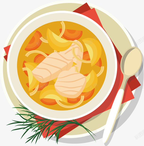 鱼翅汤png免抠素材_新图网 https://ixintu.com 勺子 卡通汤 手绘 汤羹 洋葱 番茄 碟子 餐布 鱼翅 鱼翅羹