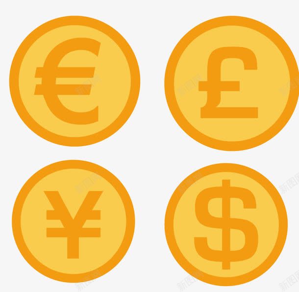 金币矢量图eps免抠素材_新图网 https://ixintu.com 人民币 欧元 矢量素材 美元 英镑 金币 矢量图
