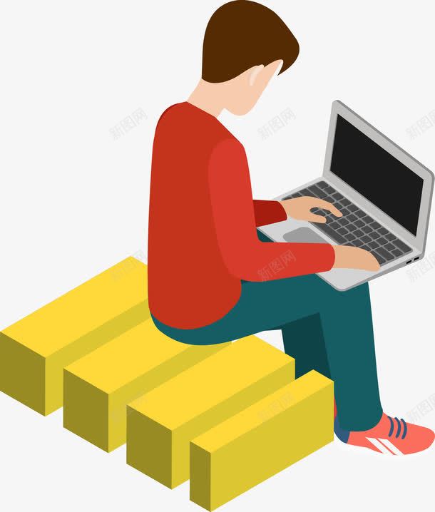 认真工作的男职员png免抠素材_新图网 https://ixintu.com 公司职员 卡通人物 卡通职员 员工 坐在电脑前 电脑 白领人物 码农 程序员 职员 黑客小人