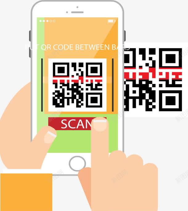双手手机扫描二维码png免抠素材_新图网 https://ixintu.com 二维码 扫一扫 扫码 智能手机 矢量素材 移动支付