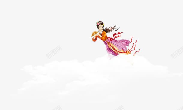 仙女png免抠素材_新图网 https://ixintu.com 仙女 古典美女 吹笛 嫦娥 腾云驾雾