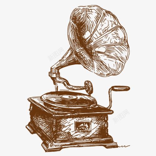 手绘留声机png免抠素材_新图网 https://ixintu.com 卡通有趣 复古 手绘可爱 欧式家具 留声机 装饰效果