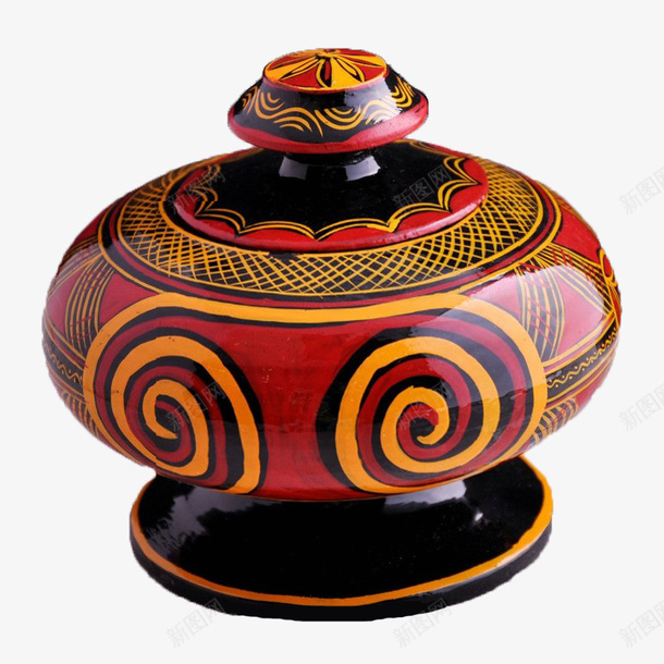 带盖子的彝族漆器工艺品png免抠素材_新图网 https://ixintu.com 图案 工艺品 带盖子 彝族 彝族花纹 漆器 纹样 装饰花纹