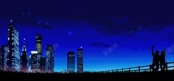 浪漫星空效果图背景bannerjpg设计背景_新图网 https://ixintu.com 浪漫星空效果图夜晚城市情侣高楼