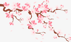 卡通手绘粉色桃花画装饰矢量图素材