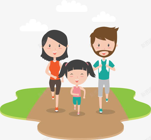 锻炼跑步的三口人矢量图ai免抠素材_新图网 https://ixintu.com 一家人 三口人 晨练 矢量png 跑步锻炼 锻炼 矢量图