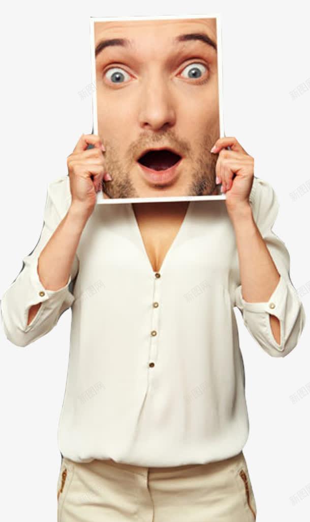 大头png免抠素材_新图网 https://ixintu.com 惊讶 手举起 照片 男