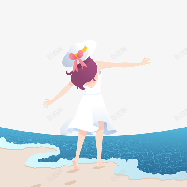 面朝大海矢量图ai免抠素材_新图网 https://ixintu.com PNG免抠图下载 国庆节 度假 旅游日 海岸 装饰 矢量图