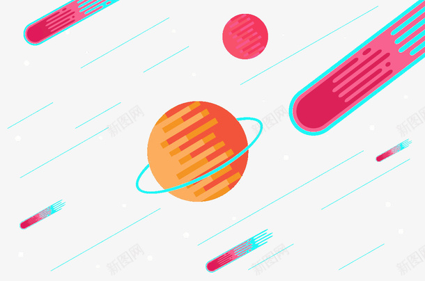 彩色流行图图标png_新图网 https://ixintu.com 图标 太空 宇宙 星球轨道 星空 流星 流星雨 流星飞过