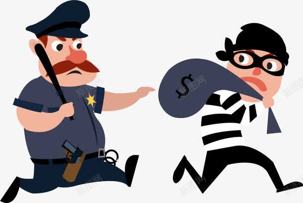 追歹徒的警察png免抠素材_新图网 https://ixintu.com 刑警 卡通 小警察 民警 警务人员 警卫 警官 警察 警长