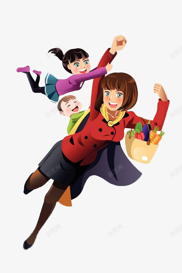 厉害的妈妈装饰png免抠素材_新图网 https://ixintu.com 卡通手绘 卡通辣妈 宣传 强壮 教育 育儿 装饰