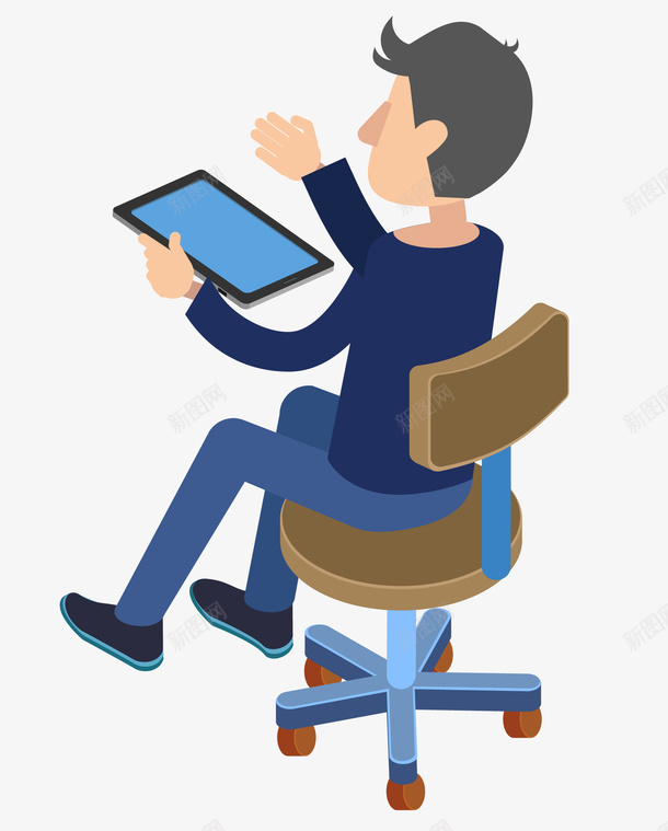 卡通扁平化男性玩电脑拍psd源psd免抠素材_新图网 https://ixintu.com 上班 办公室 卡通扁平化男性玩电脑拍psd源文件免费下载 坐姿端正 扁平化 打字 打电脑 玩iPad 玩游戏 玩电脑 玩电脑坐姿 看电脑 购物