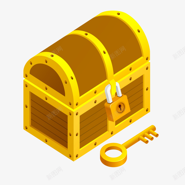 卡通上锁的宝箱矢量图ai免抠素材_新图网 https://ixintu.com 上锁 卡通 宝箱设计 金银财宝 锁具 矢量图