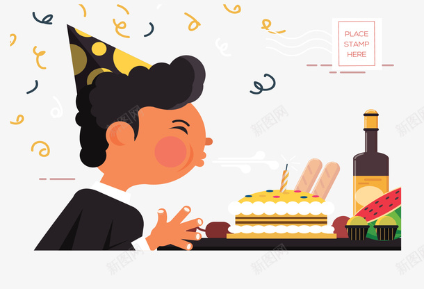 生日派对吹蜡烛的男孩矢量图ai免抠素材_新图网 https://ixintu.com 吹蜡烛 小女孩生日快乐 生日快乐 生日派对 生日蛋糕 矢量png 矢量图 过生日