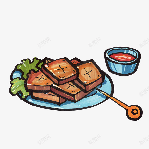 马克笔手绘煎炸臭豆腐